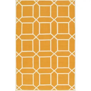 Canvello Modern Decorative Handmade Wool Area Rug - Orange/Ivory - 2x3