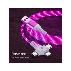 Led-lit fast charging cable, braided and durable USB to Lightning, compatible with iPhone 14/13/12/11/10 series and other Smartphone - perfect for home, office and travel use