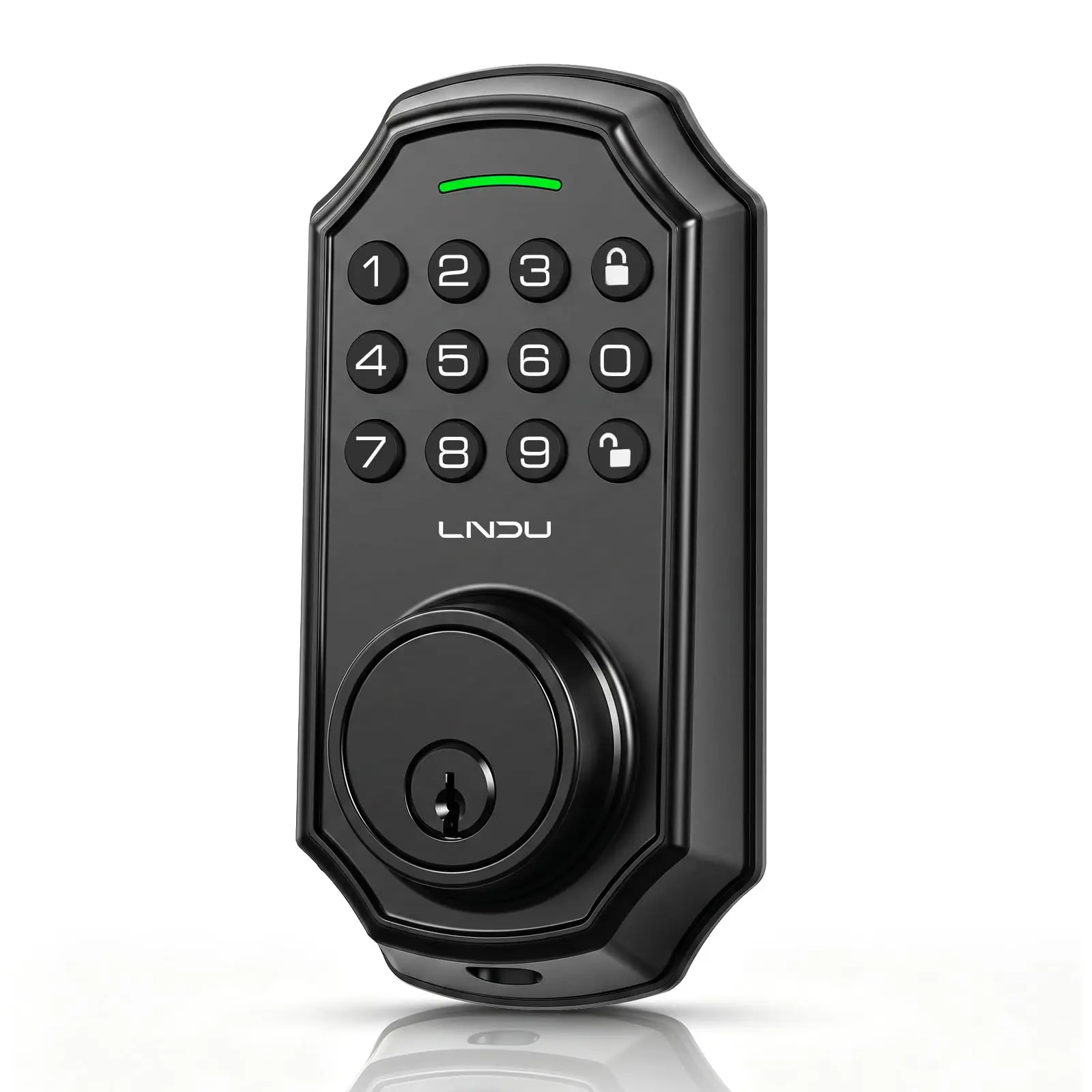 LNDU D180L Smart Door Lock Keyless Entry with Keypad, 100 Entry Codes & Anti-Peeking Password, Auto-Locking Deadbolt for Front Door, High Security, Easy Installation, Silver​ and black.No APP function