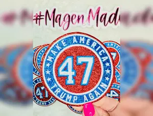 Round Make America Trump Again Glitter Embroidered Patch
