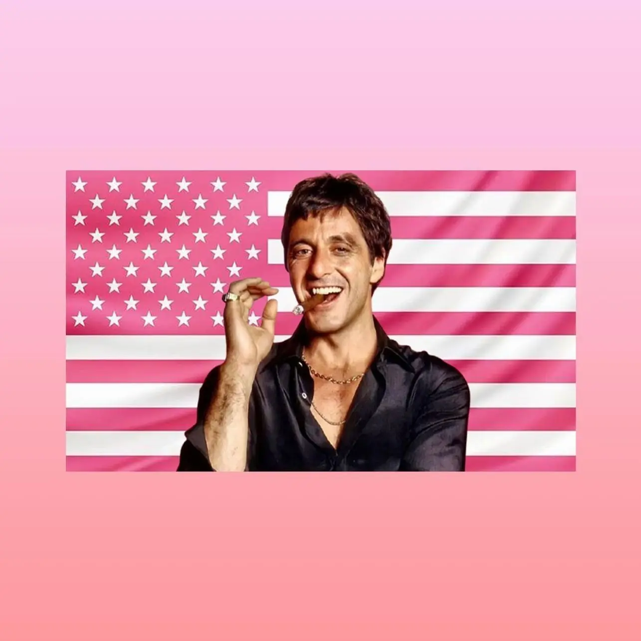 Scarface Pink American Flag Tapestry – Classic Crime Movie Wall Art | Aesthetic Pink Flag | Gangster Room Decor | Film Fan Gift Lightweight Indoor Wall Art