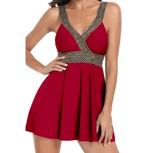 2024 New Swimsuit Women's Conservative Skirt Split Large Size Swimsuit.