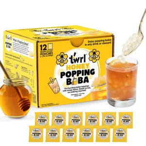 Twrl Honey Popping Boba - 12 Pack - Single Serve, Dye-Free, No High Fructose Corn Syrup, Gluten Free