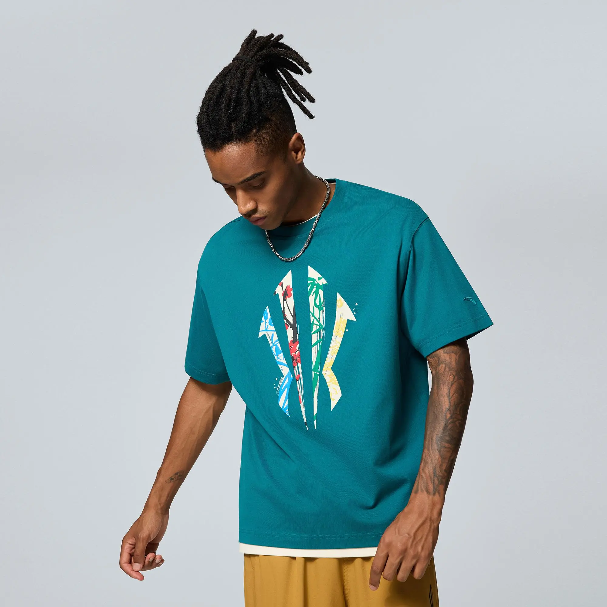 ANTA KAI Logo Tee Men's Breathable Cotton Crewneck Short Sleeve T