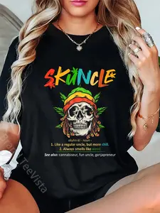 100% Cotton Unisex Funny Retro Vintage Uncle Skunkle Weed Smoker T-Shirt Graphic Printed Vintage Casual Tshirt