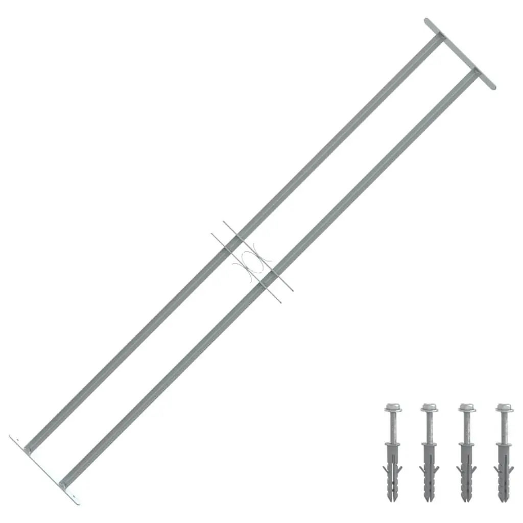 vidaXL Window Security Bars, Extendable Window Guard, Security Grill, Window Protector for Building Material Home Office, Galvanized Steel 141381