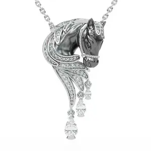 Aossio Luxury Horsehead Pendant Necklace for Equestrian Lovers. Ideal Gift for Horse Enthusiasts & Elegant Occasions