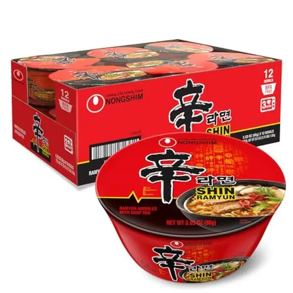 Nongshim Shin Ramyun Bowl Noodles, Spicy Korean Signature Instant ...