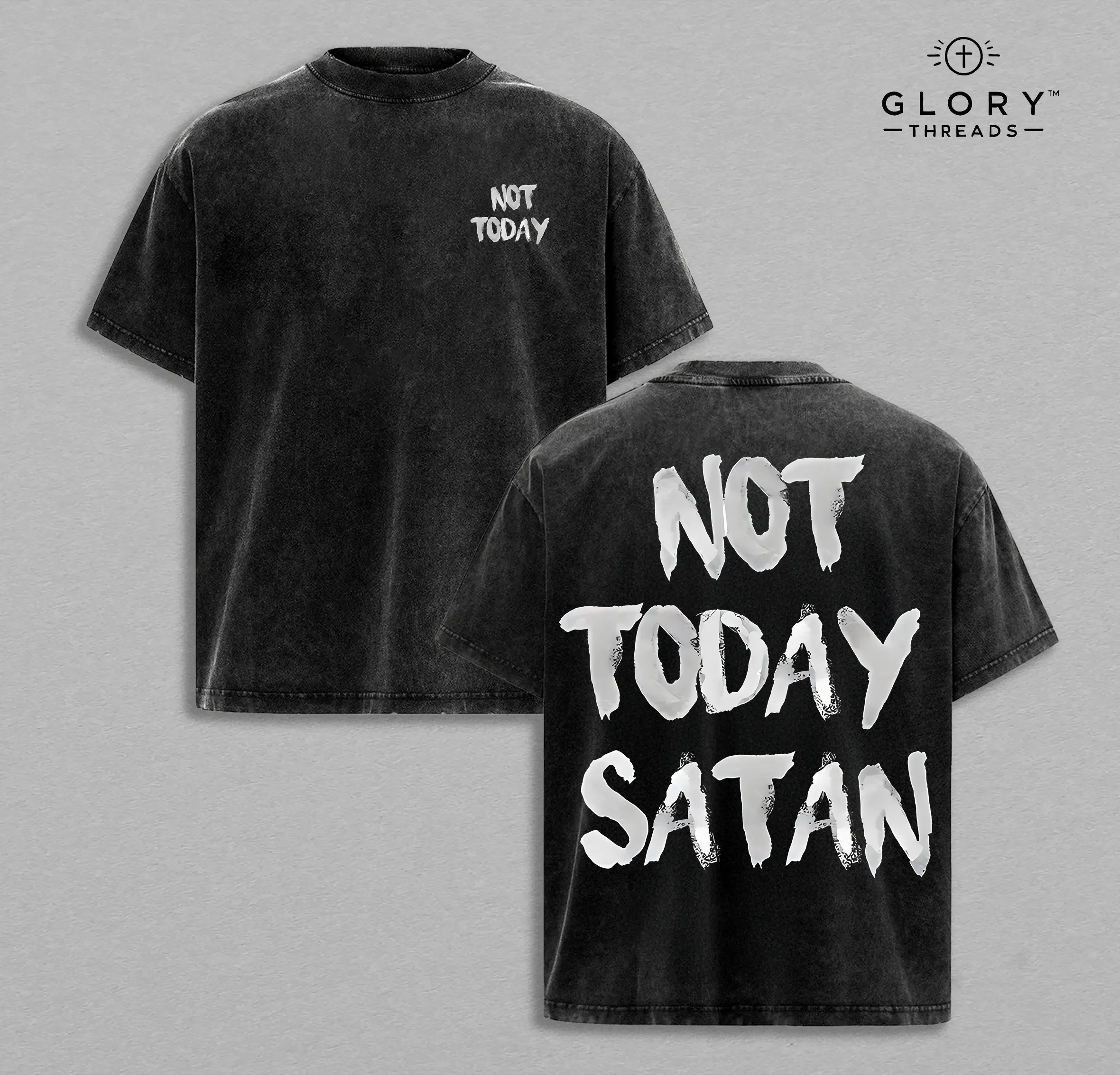 Not Today Satan T-Shirt Washed, Easter Outfit Christian Streetwear, Jesus Apparel Faith Graphic Tee, Religious Spiritual Shirt, Church Outfit Gift for Believers