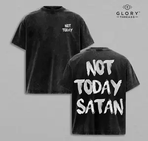 Not Today Satan T-Shirt Washed, Easter Outfit Christian Streetwear, Jesus Apparel Faith Graphic Tee, Religious Spiritual Shirt, Church Outfit Gift for Believers