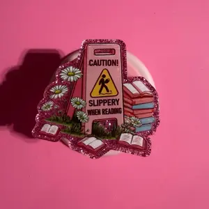 Pop Socket Magnetic for Smartphone - Caution Slippery When Reading Design - Perfect for Phone Accessories