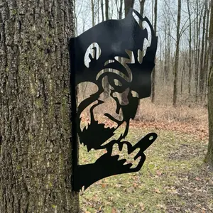 Sasquatch+ Metal Art Signage Decor - Unique Black Design Featuring Sasquatch and Bear Elements
