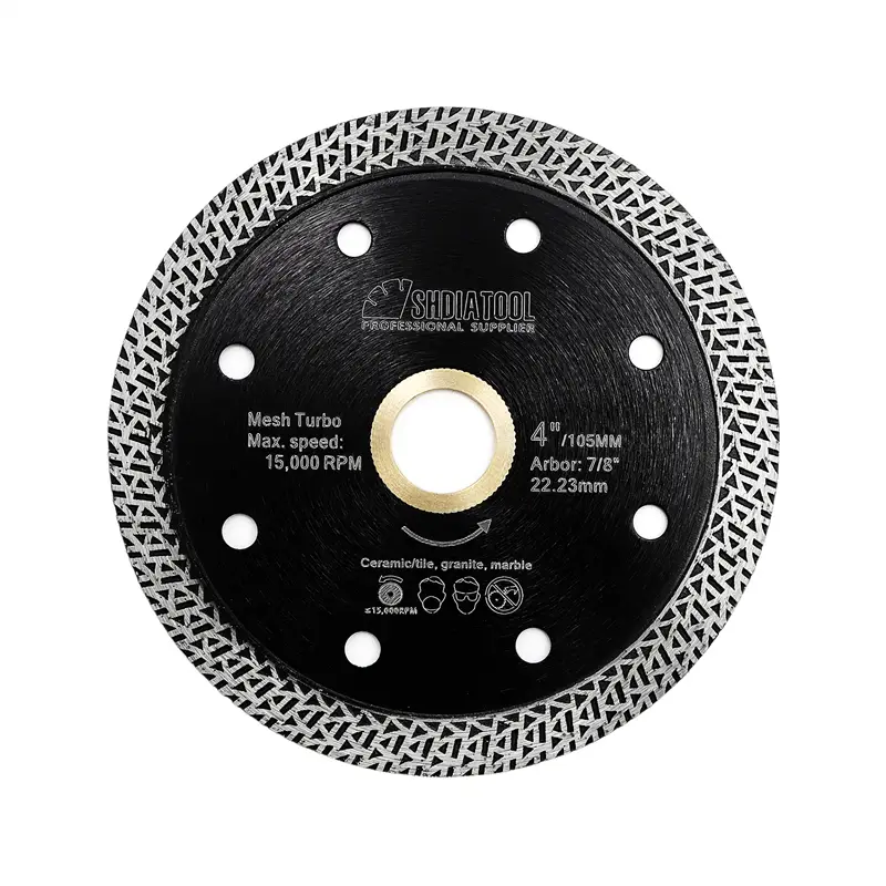 SHDIATOOL 4",4.5",5" Mesh Turbo Diamond Saw Blade for Cutting Granite Marble Ceramic Tile Brick 7/8“ Arbor with Angle Grinder Discos De Diamante Wheel