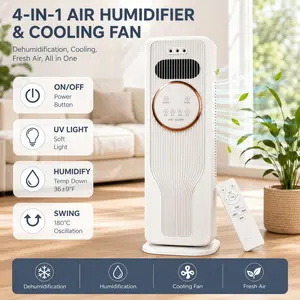 All-Season 2-in-1 Tower Fan & Heater | 4000ML Large Water Tank | 1500W Fast Heating | 180° Wide Oscillation | Remote Control | Quiet Air Cooler for Home