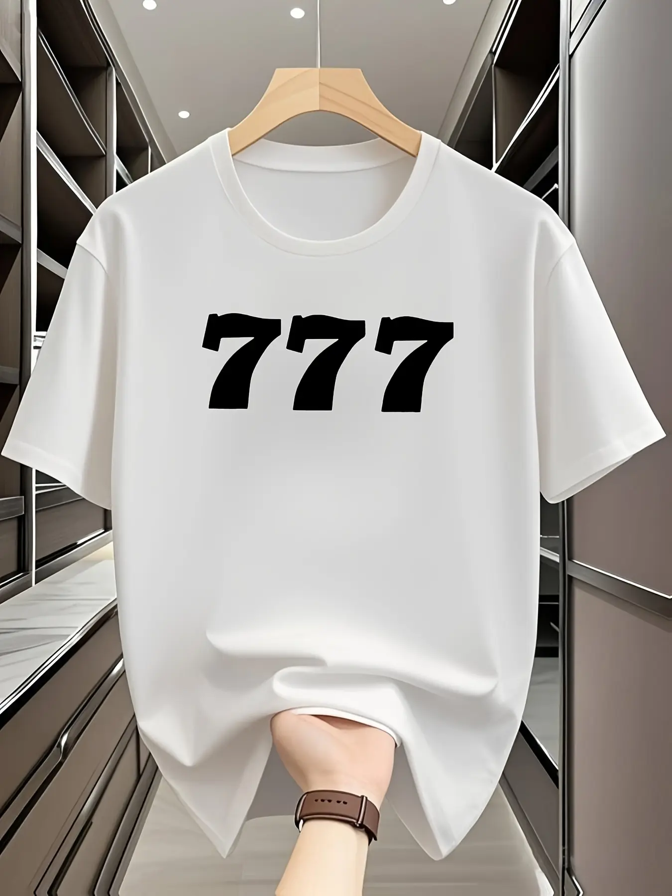 Men'S 777 Number  Letter Print T Shirt 100 Polyest unisex soft cotton short sleeve t shirt, vintage graphic casual tee for men women teens, perfect birthday holiday gift for camping travel gym daily street  wear