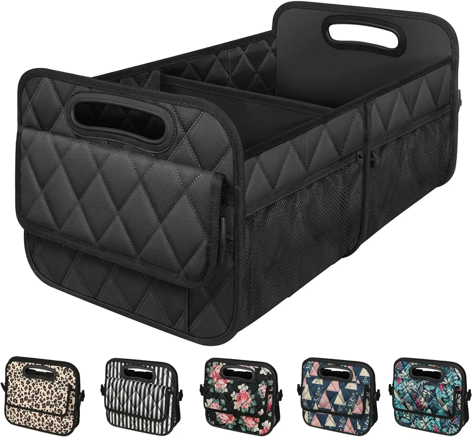 Car Trunk Organizer with 6 Big Pocket,Car Accessories for Women/Men 50L Waterproof Polyester Trunk Organizer for Car/SUV/Minivan/Truck(Medium, Black)