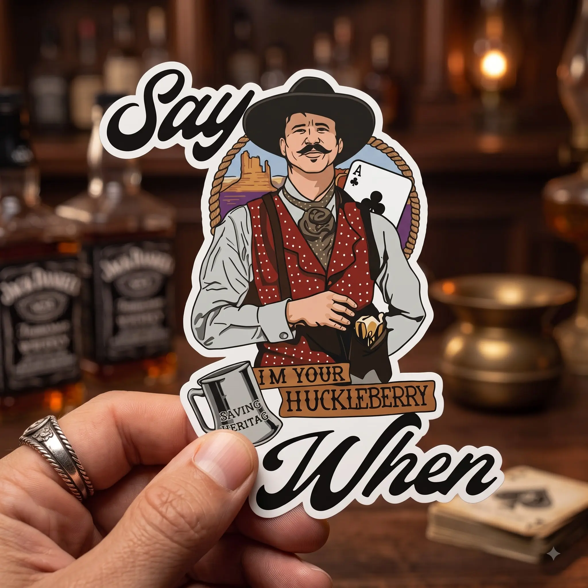 Doc Holliday Say When Sticker, Western Cowboy Quote Vinyl Decal, Retro Cowboy Sticker, Laptop Water Bottle Car Decal Gift