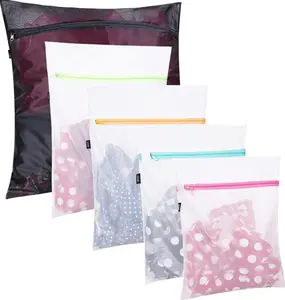 Laundry Mesh Wash Bags, 5-Piece Set with Zipper Protection & Multiple Sizes for Intimates, Lingerie, Delicates, Women's Clothes - Home Supplies Laundry Tools & Accessories for Cleaning
