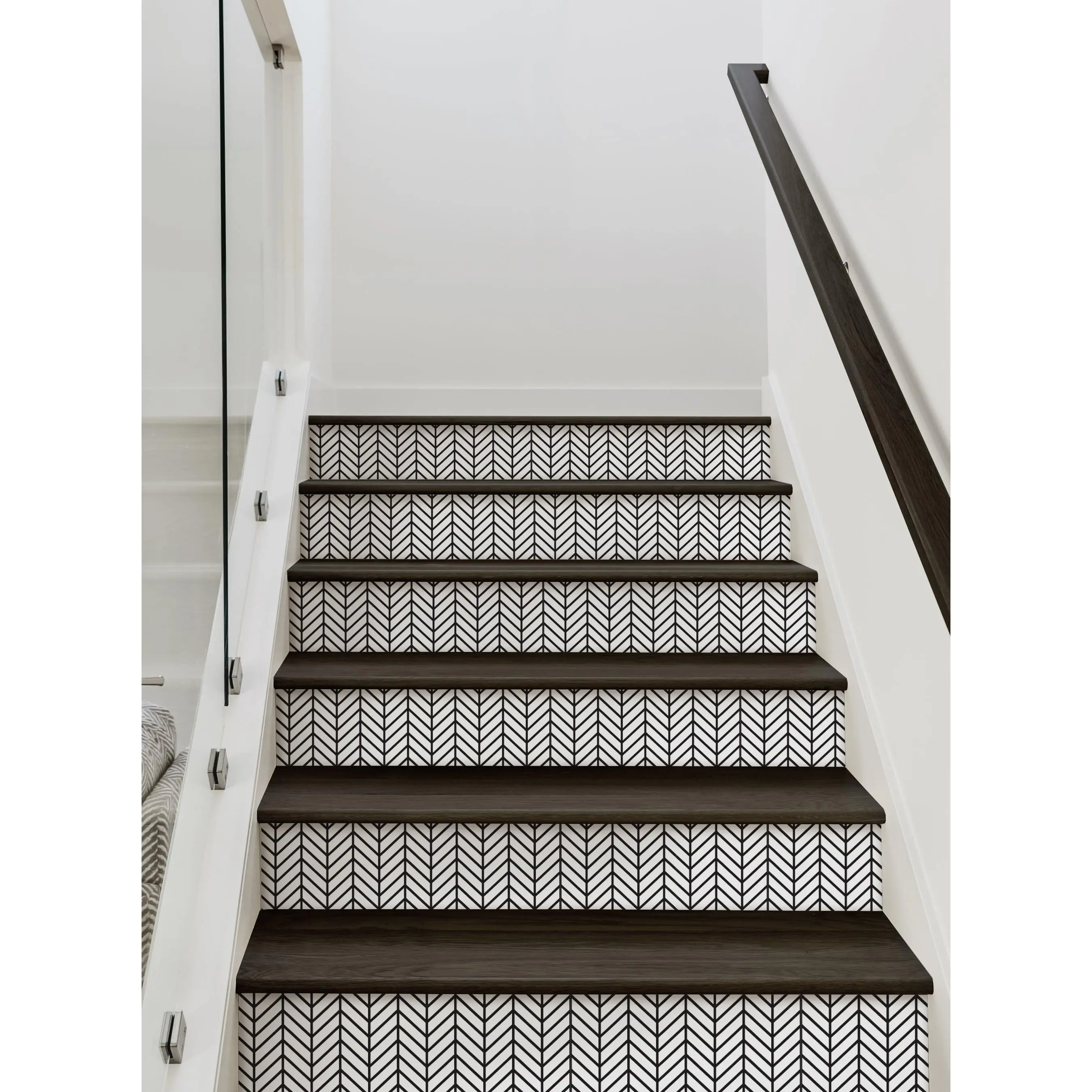 Self-Adhesive Herringbone Pattern Tiles - Decorative Tiles Sticker for Home Decor, Wall & Stair Riser Strips, Custom Color Option