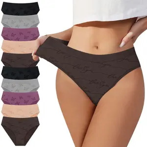 10pcs Butterfly & Letter Print Low-Rise Panties,Feather-Light & Breathable Underwear for Women,Buttery Soft Everyday Comfort for Women,All Season Wear.