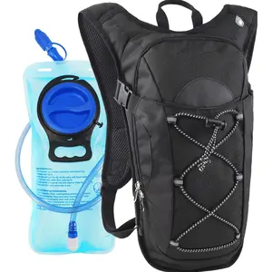 Hydration Backpack with 2L BPA-free Water Bladder Waterproof Oxford Fabric Ideal for Hiking Cycling Running Breathable Y-shaped Back Adjustable Shoulder Straps
