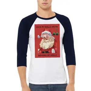 Naughty Santa Unisex 3/4 sleeve Raglan T-shirt