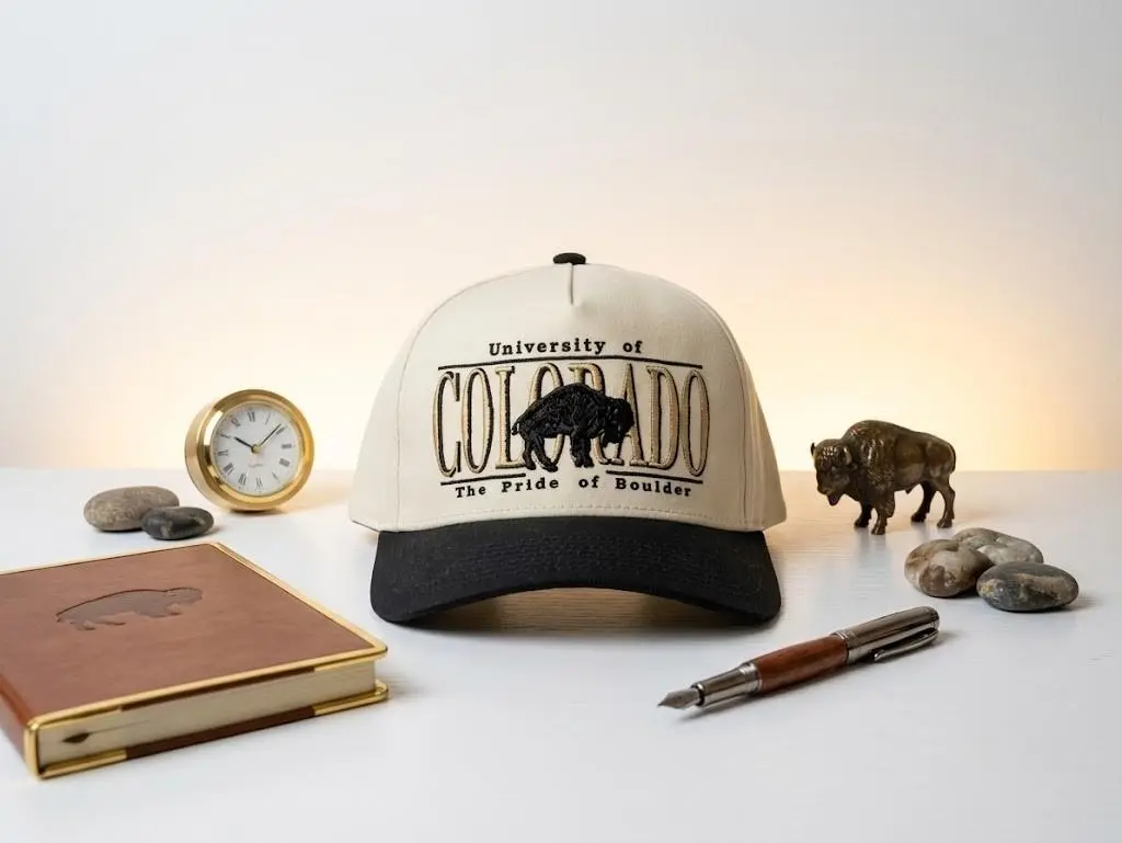 University of Colorado Buffaloes Trucker Hat - Vintage Boulder Colorado Embroidered Baseball Cap, Retro Distressed Mesh Back Snapback Hat for Men and Women