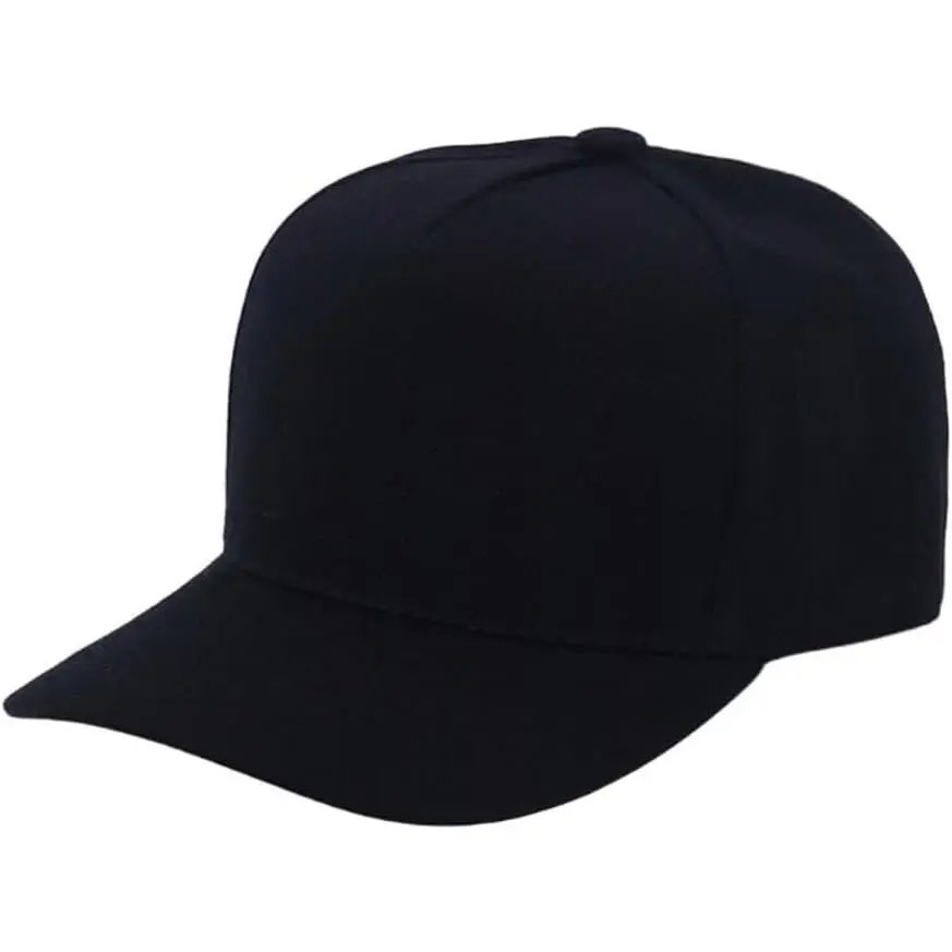 Unisex 5-Panel Street Fashion Cap - Black Stylish Casual Custom Made Hat, Smooth Seamless Fabric, Adjustable Back, Customizable Design, All-Seasons Comfort Fit, One-Size-Fits-All Outdoor Workout Accessory