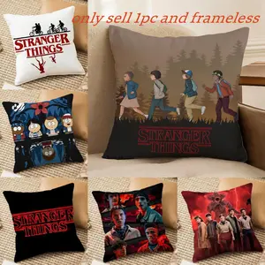S-Stranger ThingsS MOIVE Pillow Case Soft short plush cushion cover with festive Christmas print breathable fabric and an invisible zipper adds warm cozy holiday vibes perfect for winter home décor Home Textile