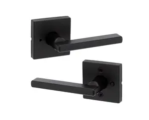 Kwikset Signature Series Halifax Matte Black Interior Bed/Bath Privacy Door Handle - Bathroom Hardware