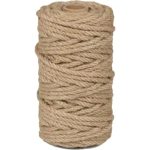 Perkhomy 4Mm Jute Rope 120 Feet Twisted Heavy Duty and Thick Twine Rope for Cat Scratcher Scratching Post Tree Craft Projects Gardening Home Decoration Packing Bundling (120FT * 4Mm) PH PERKHOMY