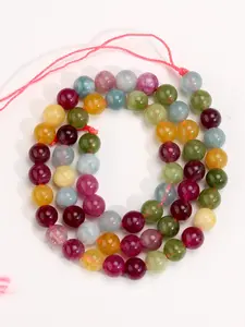 Natural Stone Colorful Tourmaline Loose Beads - 4/6/8/10mm Colorful Quartz Round Beads, Bead Assortment, for Jewelry Making Supplies, Diy Jewelry Decoration, DIY Bracelets Necklaces, Mobile Phone Hanging Ornaments, 15 Inch Strand