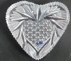 Valentines day Hand Cut 24% lead crystal heart Paperweight signed Peter ORourke