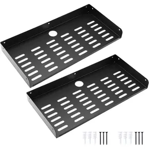 Metal Floating Shelf 16.8" x 8" Modern Wall Mounted Shelf for TV Components Router Game Console DVD Player, 2 Pack