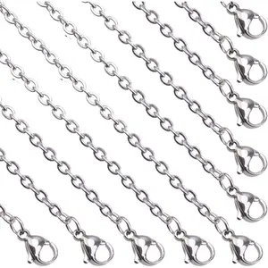 12 Pack Mix Size Stainless Steel Chain Necklace for  Making
