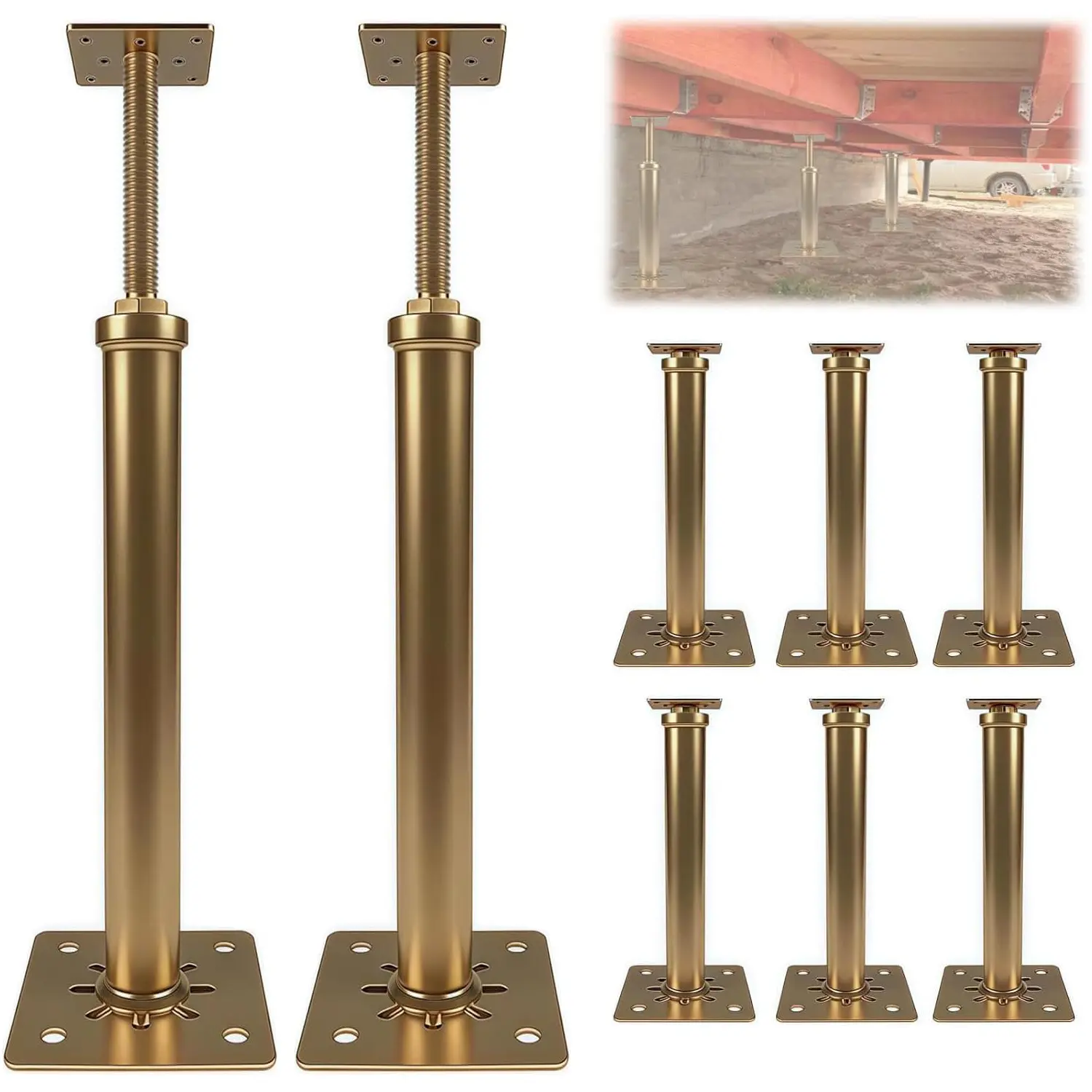 Maeklon 8 PCS House Floor Jacks for Leveling, 11.6" - 16" Height Range, 8800 lbs Max Load Capacity, Screw Jacks for Home Leveling, Jack Posts for Basement, 4 ton Min and Max Height Capacity, Galvanized