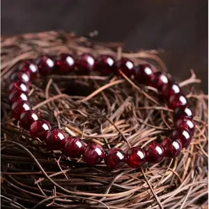 LOVSKAYA AAA Grade Wine Red Garnet Natural Crystal Bracelet, Unisex Everyday Wear Jewelry, Authenticity Guaranteed, Passion Boost, Energy Charge