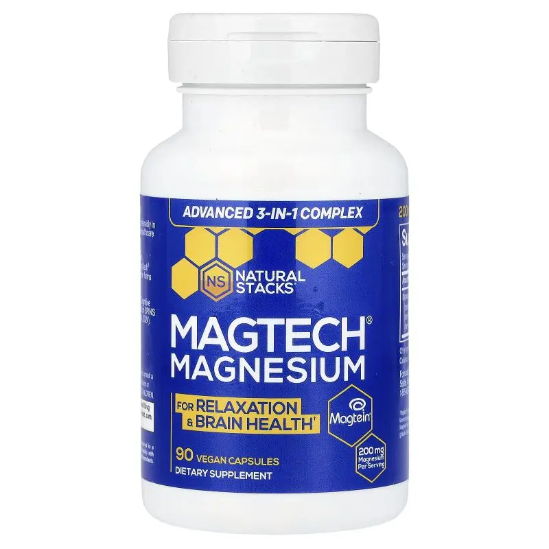 Magtech Magnesium 90 Vegan Capsules for Relaxation & Brain Health Advanced 3-in-1 Complex Dietary Supplement