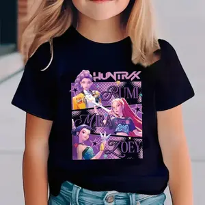 Kpop Demon Hunters Children's T Shirt Short Sleeve Saja Boys Kdis T-shirt Cute Kpop Demon Hunters Harajuku Tshirt for Boys Girls