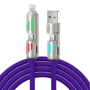 240 Light Beam Four-In-One New Type-C Fast Charging Data Cable, Dual Port iOS Compatible, High-Speed Charging Data Line, Lightning