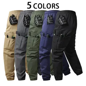 Menswear 5-Pack Men’s Casual Cargo Pants, Loose Long Relaxed-Fit Trousers with Adjustable Drawstring Waist, Multiple Pockets, Breathable Comfort, All-Season Versatility for Everyday Wear & Outdoor Activities