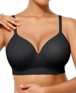 FeelinGirl Wireless Push Up Bra for Women, Seamless Comfort Bralettes No Underwire Supportive Full Coverage