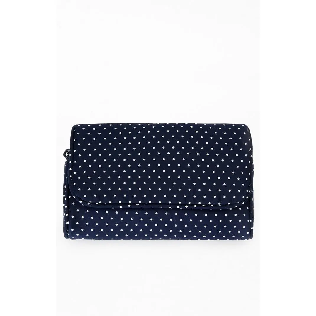 John Galt Women's Navy Polka Dot Cosmetic Bag John Galt Women's Navy Polka Dot Cosmetic Bag