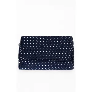 John Galt Women's Navy Polka Dot Cosmetic Bag