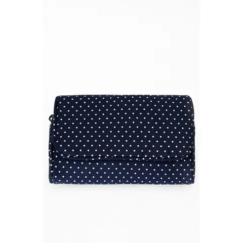 John Galt Women's Navy Polka Dot Cosmetic Bag