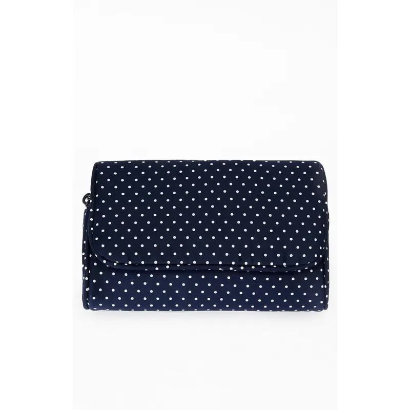 John Galt Women's Navy Polka Dot Cosmetic Bag