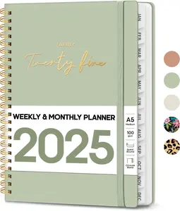 2025 Planner - Weekly and Monthly Planner, January 2025 to December 2025, Spiral Bound 2025 Calendar Planner Book, Inner Pocket