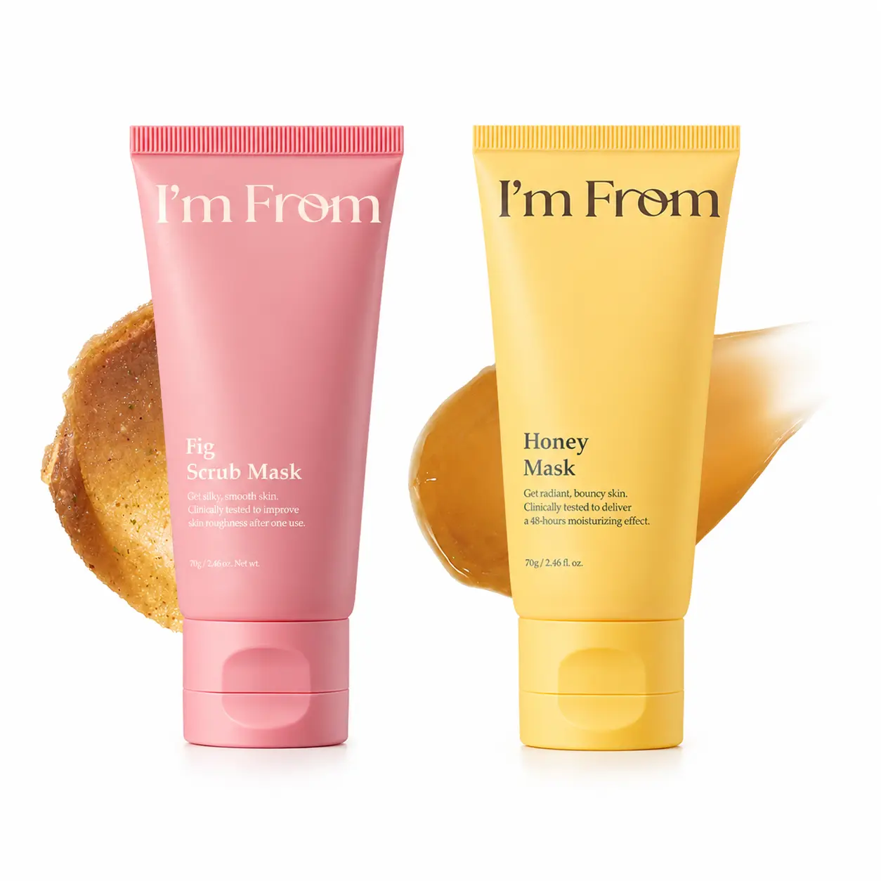 I'M FROM Fig & Honey Mask Duo | Exfoliating Scrub Mask & Nourishing Wash-Off Mask | Smooth, Hydrated & Glowing Skin | Korean Skincare Set