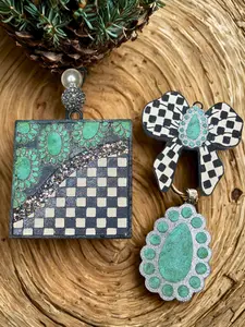 Turquoise Checkered & Bow Freshie Set