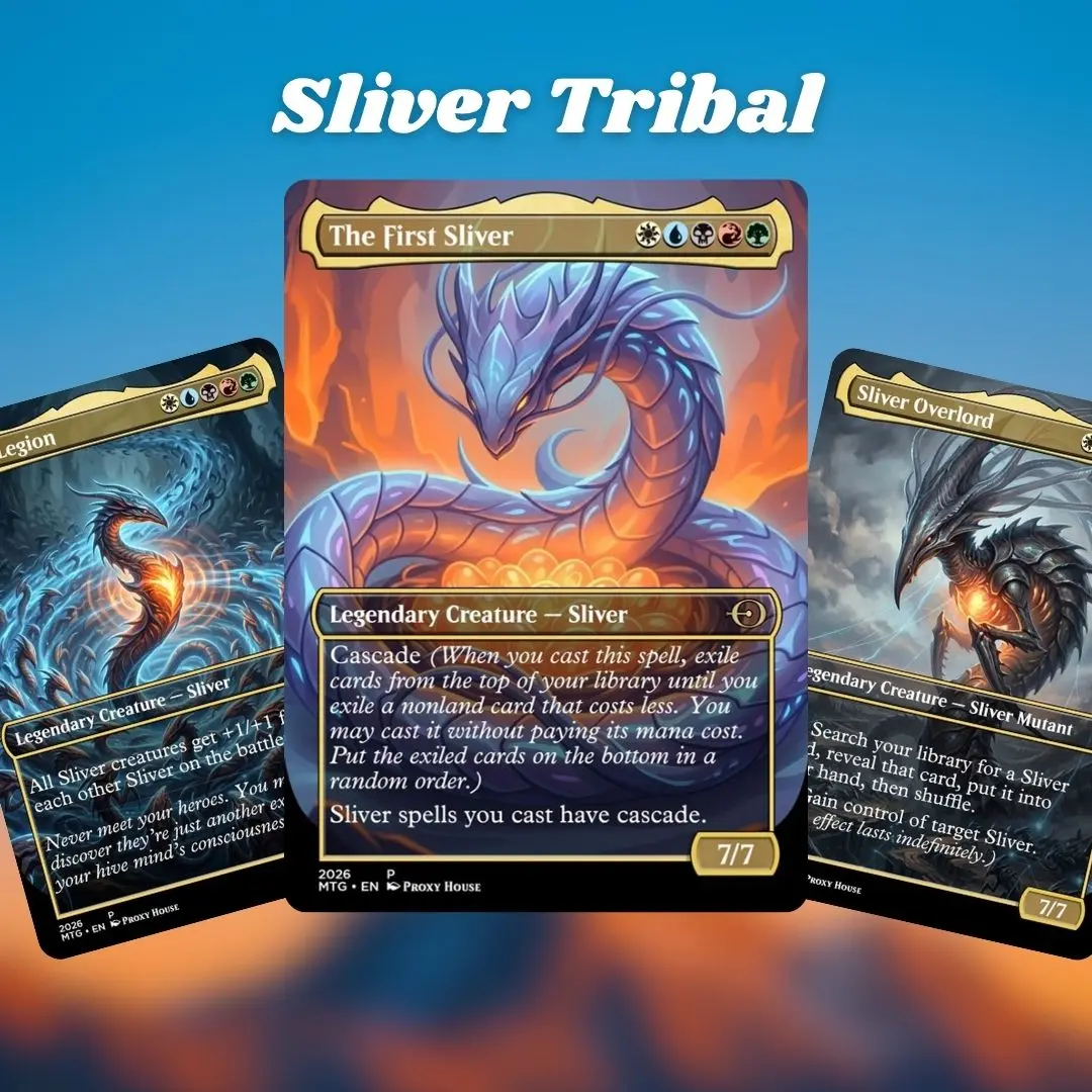 MTG Proxy 100+ Card Commander Deck Sliver Tribal Hive Mind Aggro & Global Buff Synergy Strategy Theme Ready to Play Magic Style Deck Perfect Gift for Collectors and Card Players